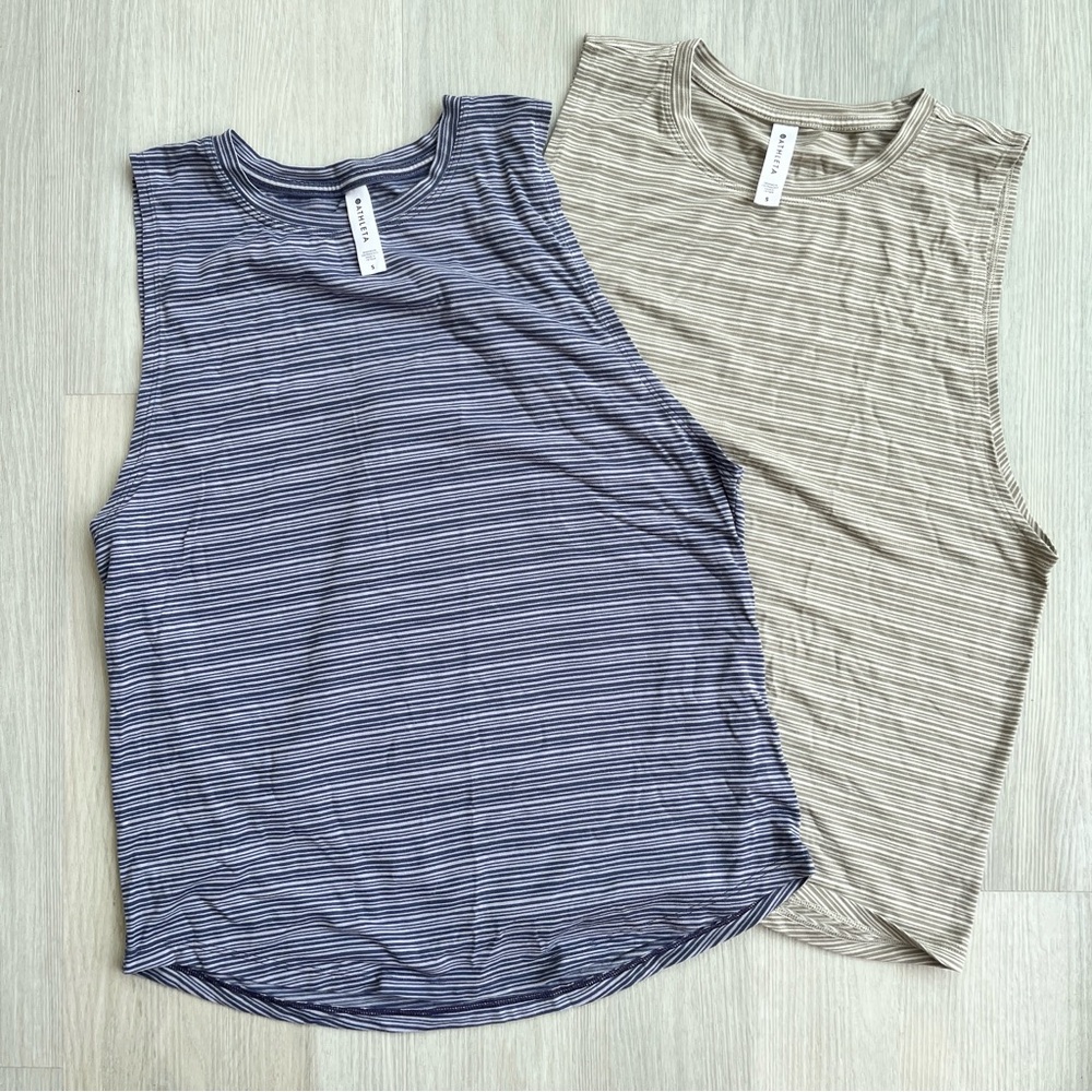 Athleta Striped Tank Tops - Blue and Tan - small